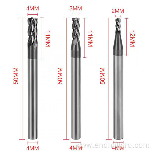 45HRC Carbide Flat End Mill Black Coating